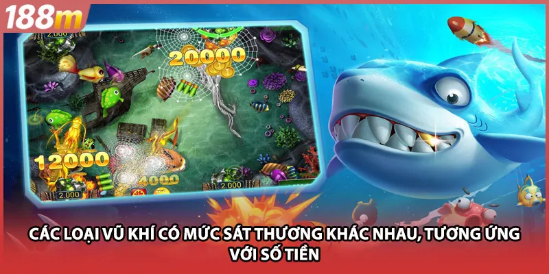 Các loại vũ khí có mức sát thương khác nhau, tương ứng với số tiền